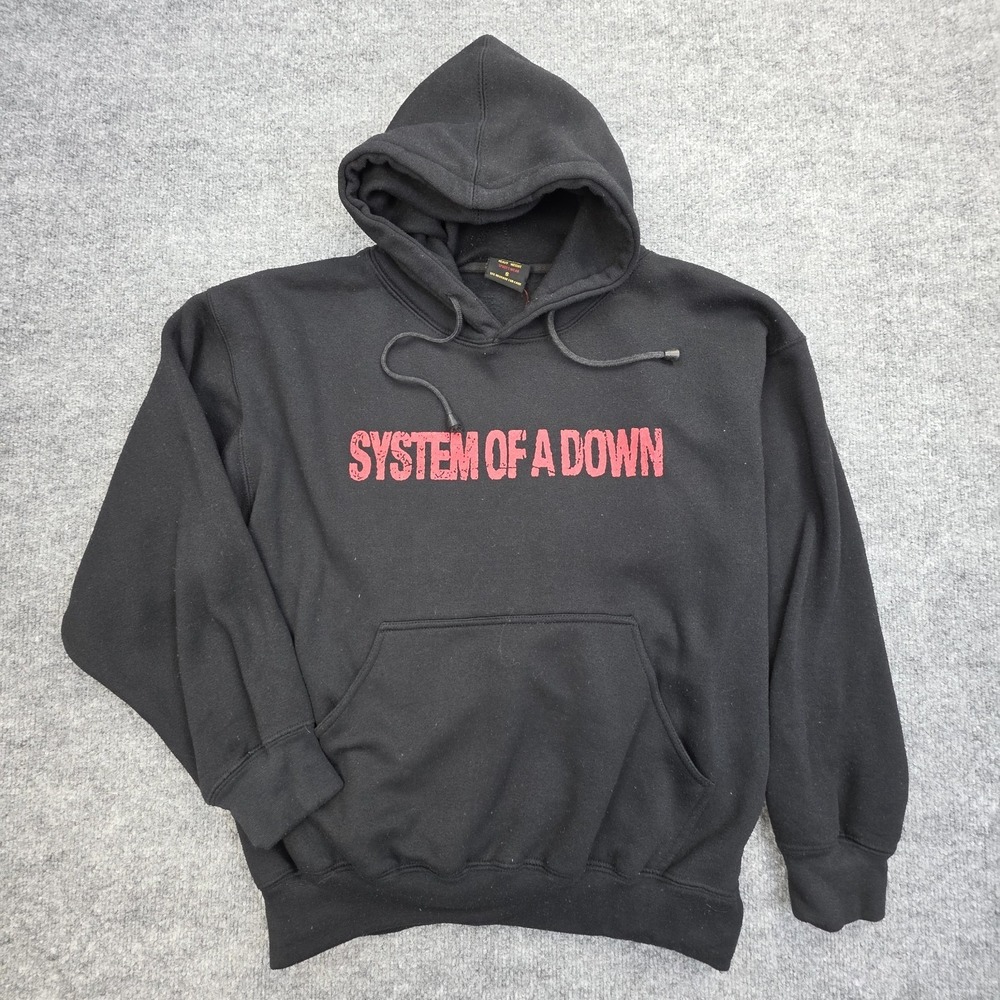 System Of A Down Hoodie Adult Small Black Fingerprint Soldier Graphic Y2K